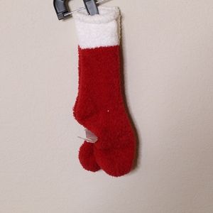 Red & white fuzzy socks